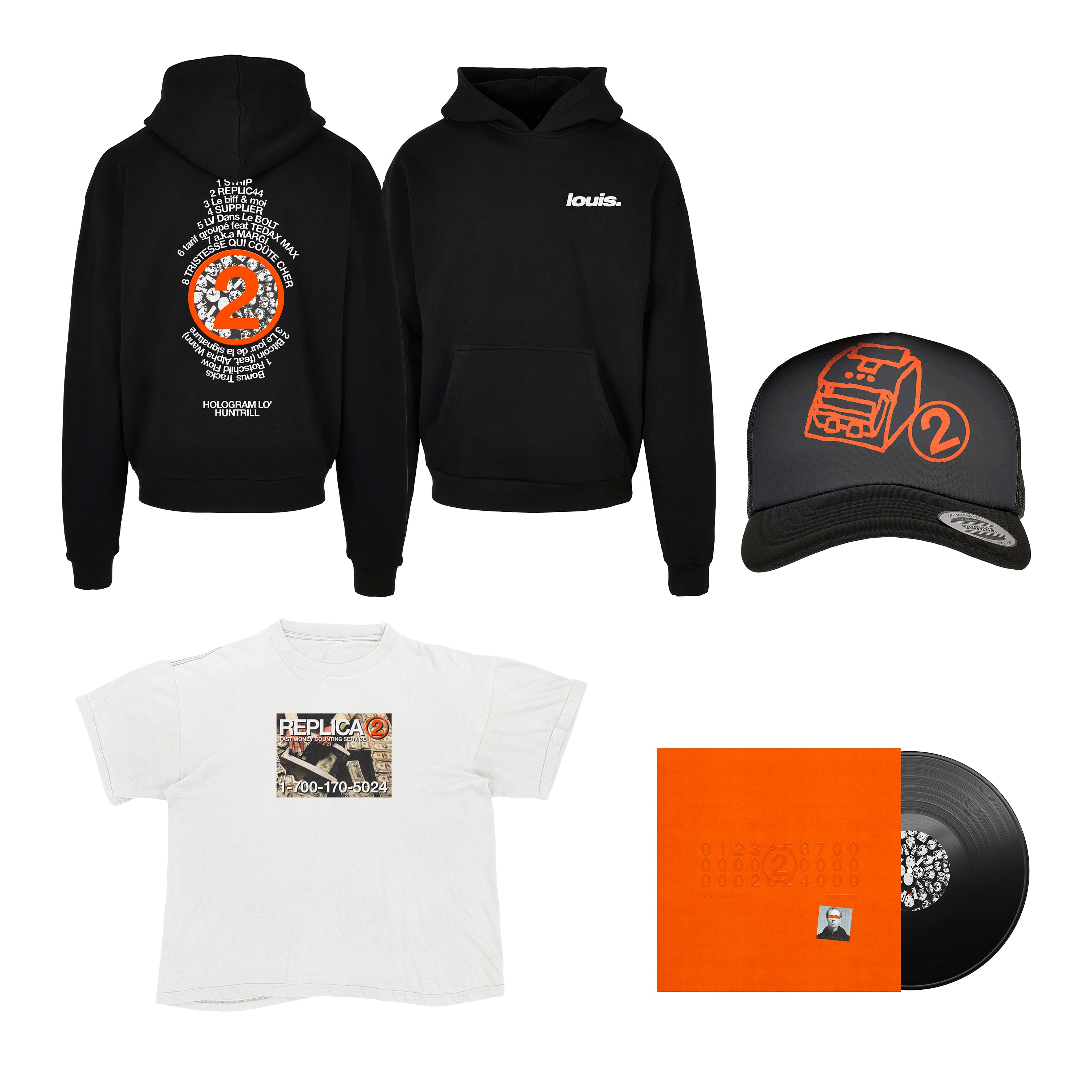 PACK HOODIE + T-SHIRT BLANC + CAP + VINYLE "REPLICA 2"