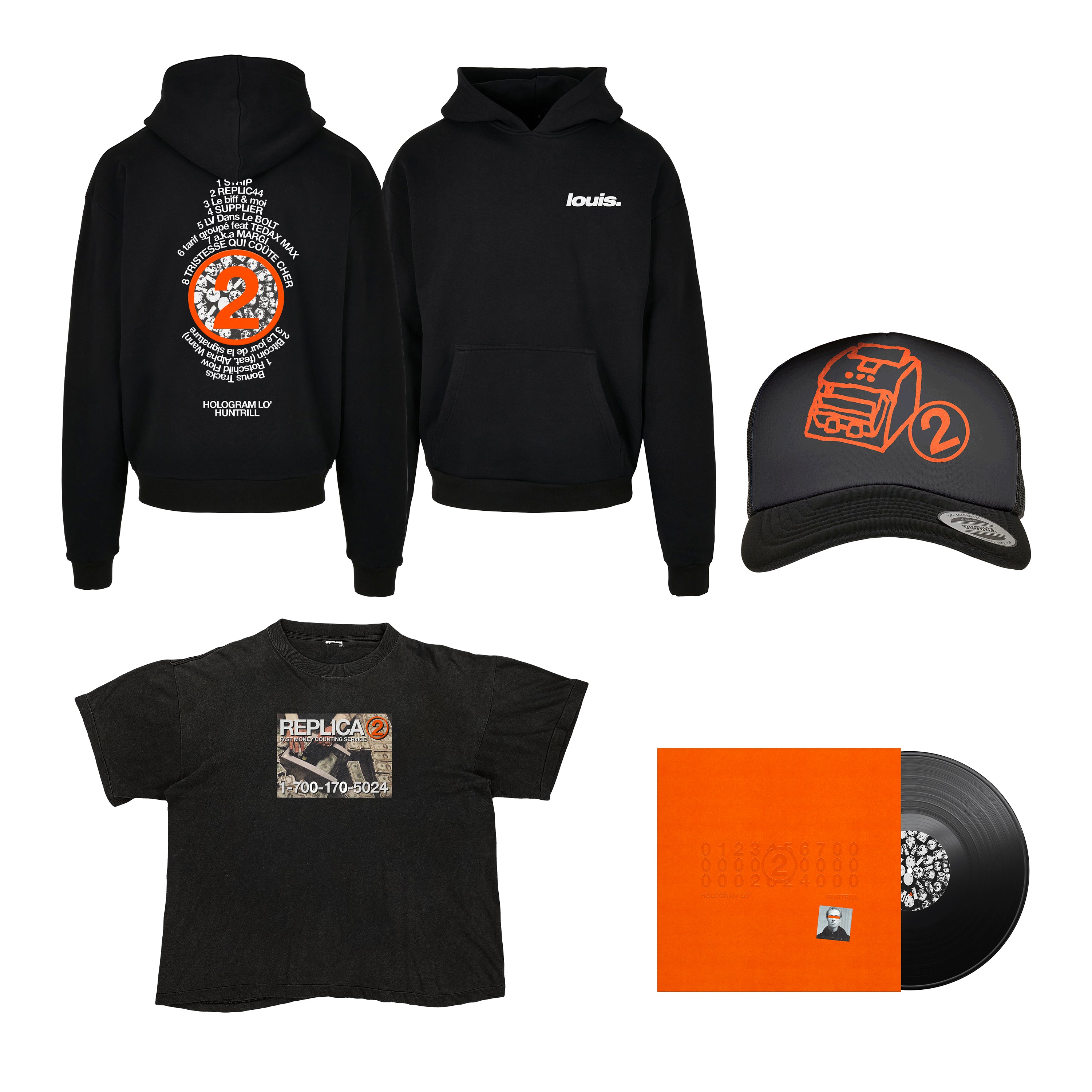 PACK HOODIE + T-SHIRT NOIR + CAP + VINYLE "REPLICA 2"