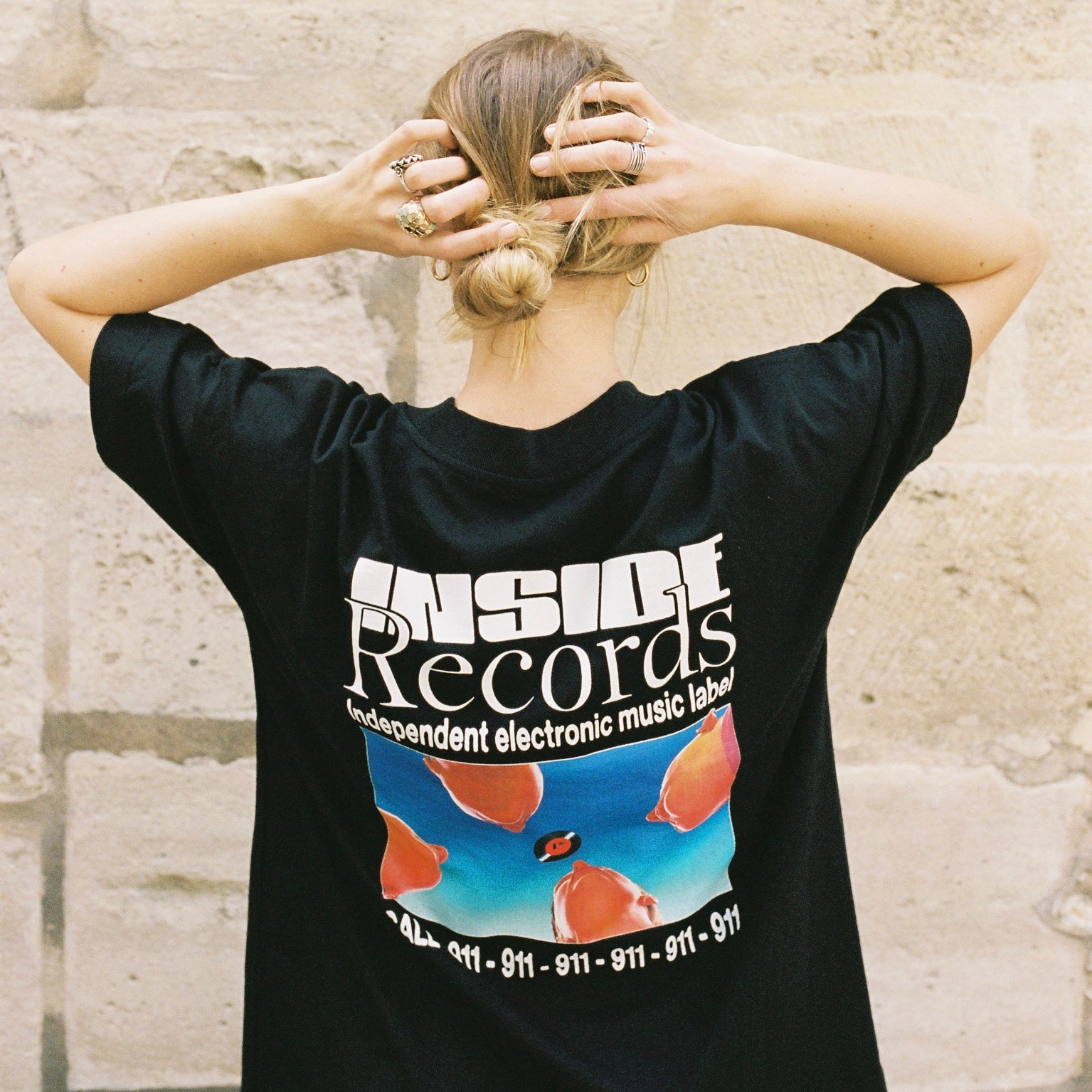Inside Records - T-Shirt Noir & Blanc