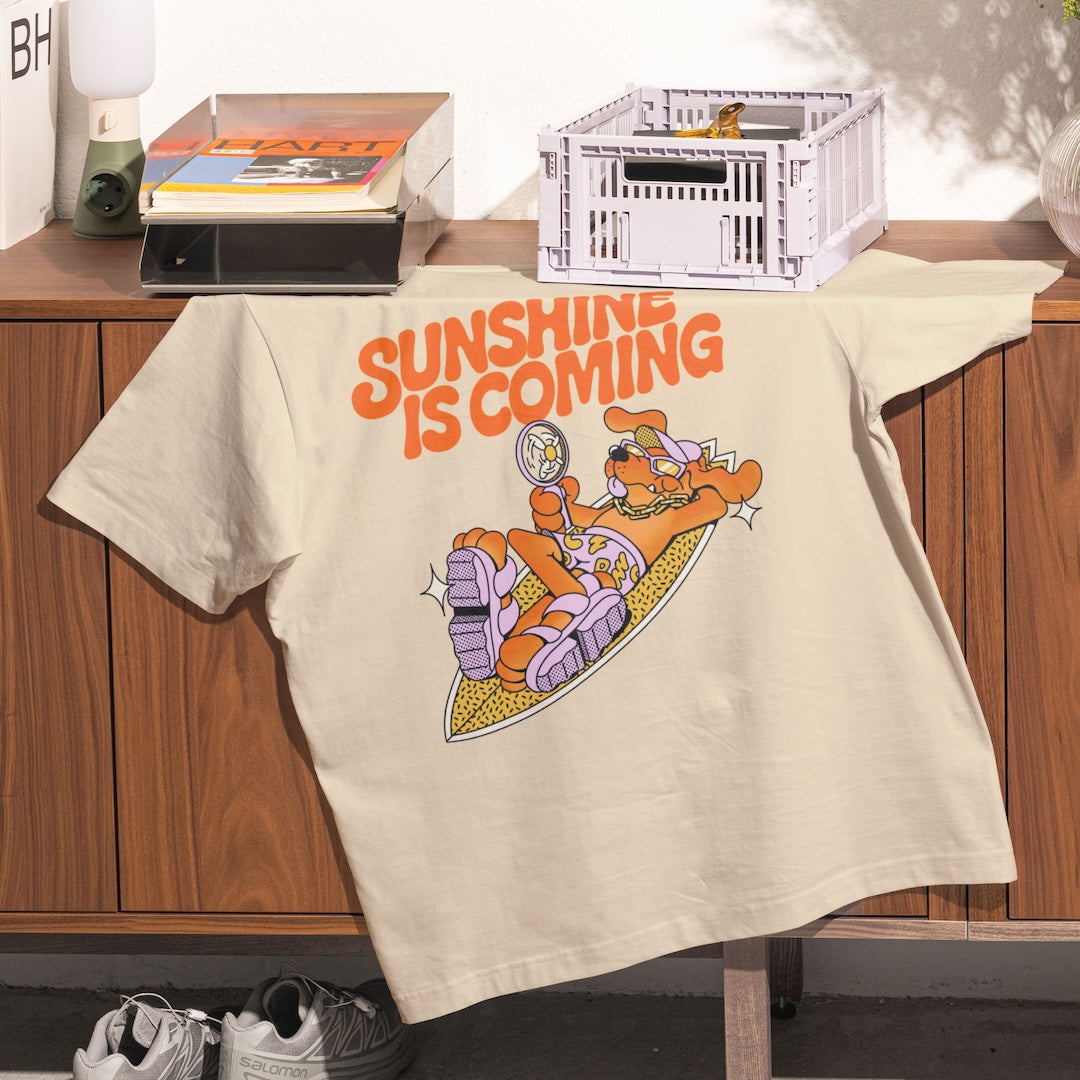 Sunshine Is Coming - Beige T-Shirt Front Print (imprimé devant)