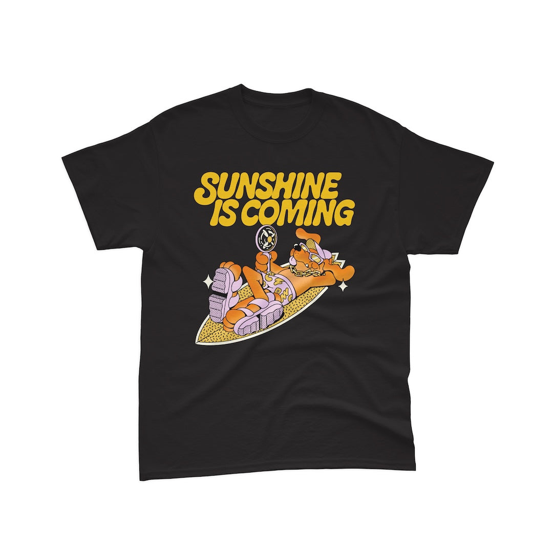 Sunshine Is Coming - Black T-Shirt Front Print (imprimé devant)