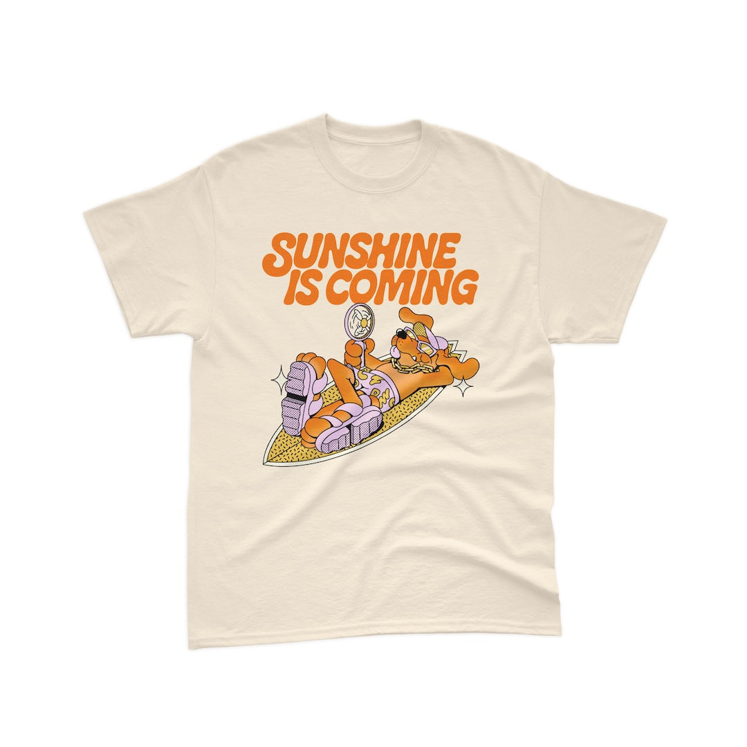 Sunshine Is Coming - Beige T-Shirt Front Print (imprimé devant)