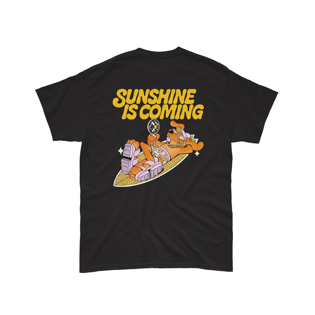 Sunshine Is Coming - Black T-Shirt Back Print (imprimé dos)