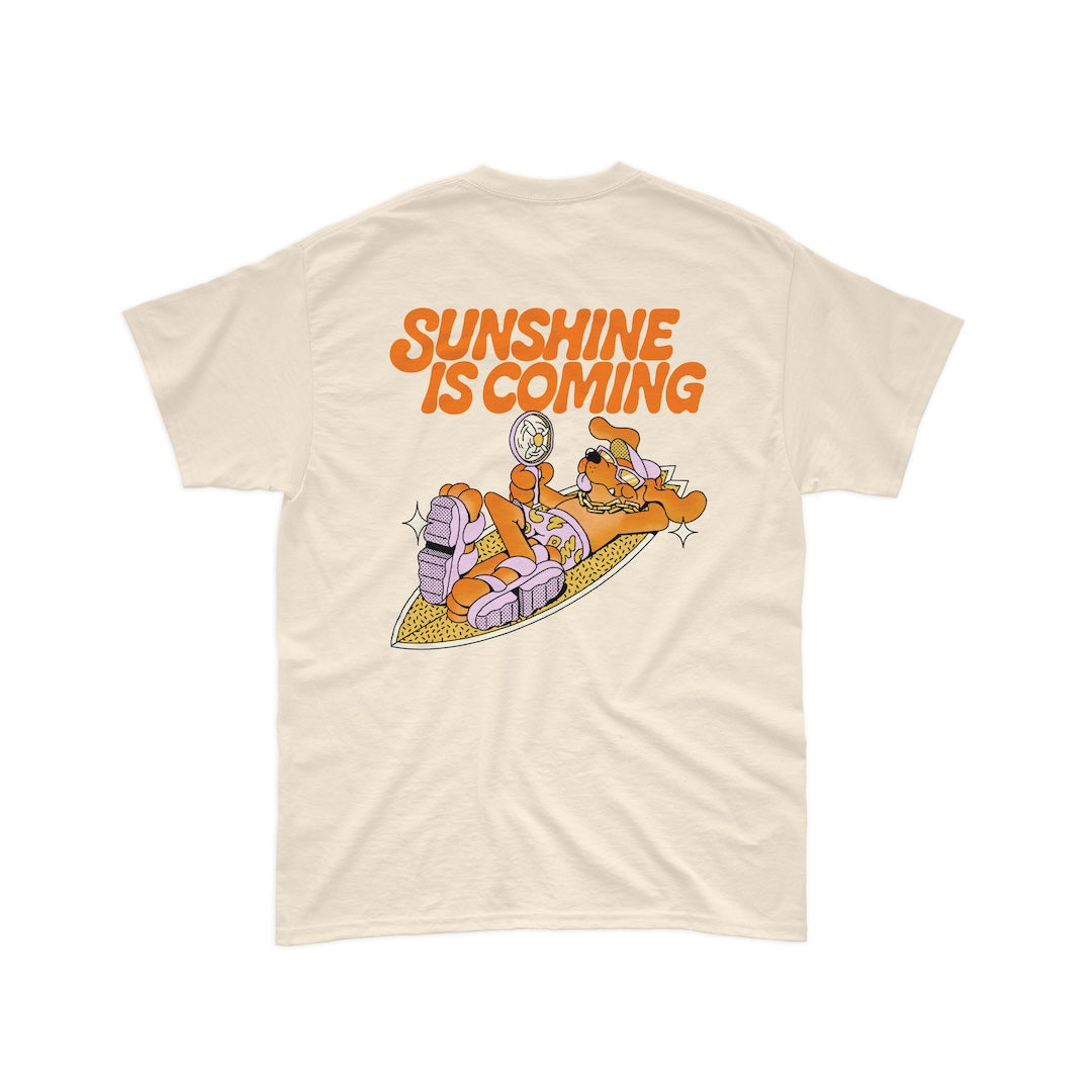 Sunshine Is Coming - Beige T-Shirt Back Print (imprimé dos)