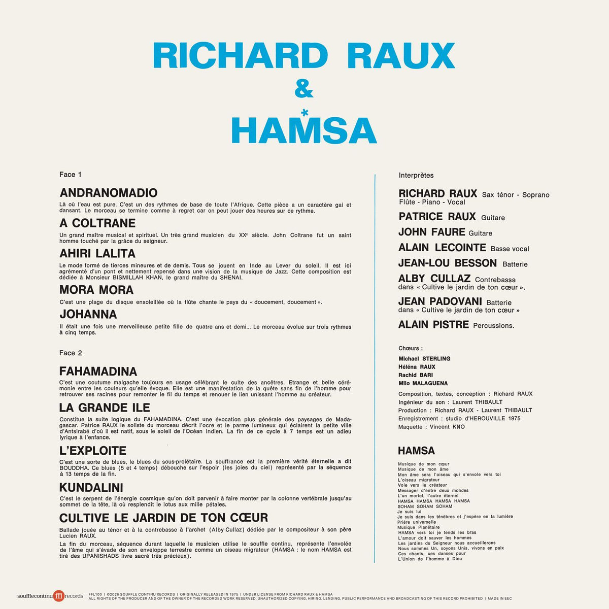 Richard Raux et Hamsa