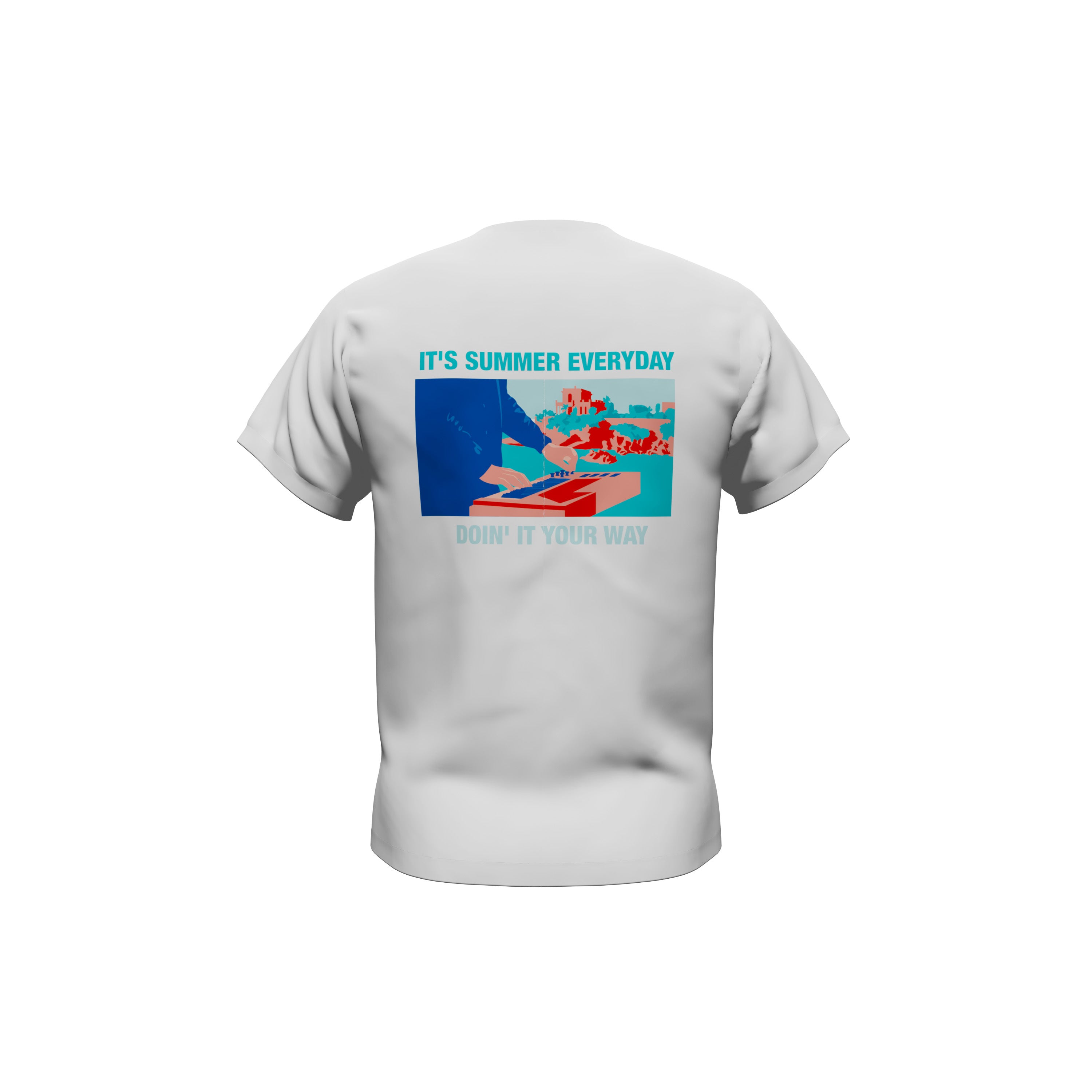 T-Shirt "Sunset Blue" - Blanc